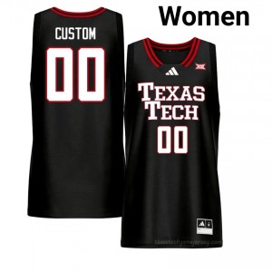#00 Custom Red Raiders Women Black Hoops Stitch Jersey | Game Day Style 69927059