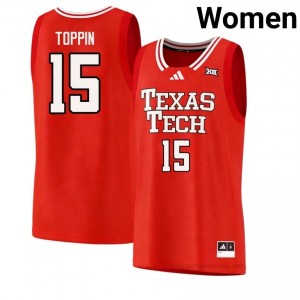 TTU #15 JT Toppin Red Women Basketball Jersey Authentic NCAA High School Fit 35543039