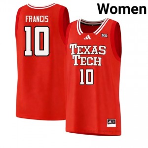 Texas Tech Red Raiders #10 Jack Francis Red Women Basketball Jersey Authentic NCAA College Fit 12832994