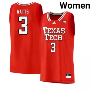 #3 LeJuan Watts Tech Women Red Hoops Stitched Jersey | Game Day Style 81542505