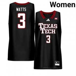 Texas Tech Red Raiders #3 LeJuan Watts Black Women Basketball Jersey Authentic NCAA College Fit 18782476