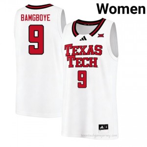 #9 Luke Bamgboye Texas Tech Women White Hoops Embroidery Jersey | Game Day Style 35586549