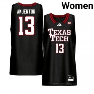 #13 Marial Akuentok TTU Women Black Hoops Stitch Jersey | Game Day Style 58290021