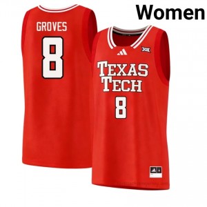 #8 Nolan Groves Red Raiders Women Red Hoops Stitched Jersey | Game Day Style 12857625