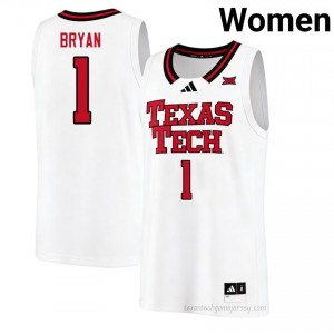 White Tyeree Bryan #1 Texas Tech Red Raiders Jersey | Women College Basketball Embroidery 85838182
