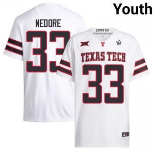 Ansel Nedore #33 White Jersey | Texas Tech Red Raiders Youth College Football Premium Stitch 52989173