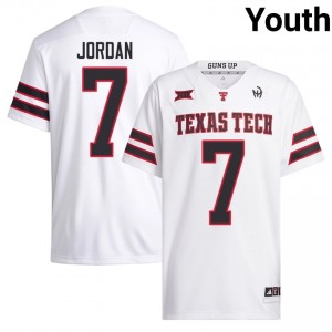 White Brenden Jordan #7 Texas Tech Jersey | Youth NCAA Football Stitch 32825347