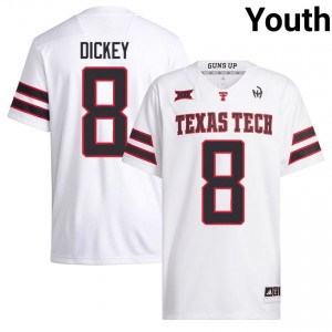 #8 Cameron Dickey TTU Youth White Football Stitch Jersey | Game Day Style 37169435