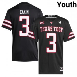 Black Coy Eakin #3 Texas Tech Jersey | Youth NCAA Football Embroidery 17697587