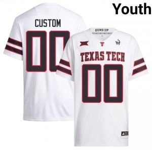 Youth Custom #00 White Stitched Jersey | Texas Tech NCAA Football Official Merch 55550517