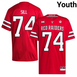 #74 Daniel Sill Texas Tech Youth Red Football Embroidery Jersey | Game Day Style 39231284