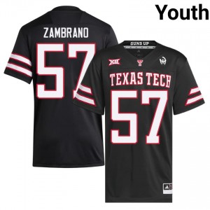Youth Hunter Zambrano #57 Black Embroidery Jersey | Texas Tech NCAA Football Official Merch 62507816