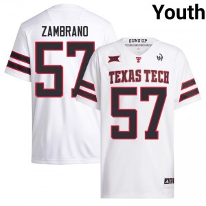 White Hunter Zambrano #57 Football Jersey | Texas Tech Red Raiders Youth College Team Gear 47391014