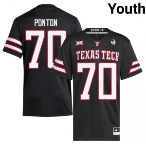 Jacob Ponton #70 Black Jersey | Red Raiders Youth University Football Premium Stitch 60175643