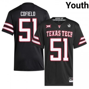 Authentic Jayden Cofield Black Youth Player Embroidery Jersey | #51 Tech Football Gift 73197775