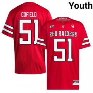 Jayden Cofield #51 Red Jersey | Texas Tech Red Raiders Youth College Football Premium Stitched 62612880