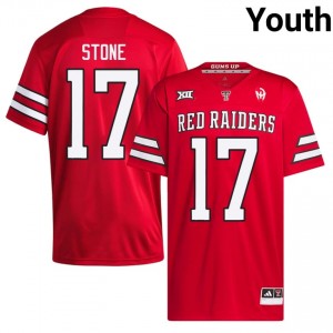 Authentic Leyton Stone Red Youth University Stitched Jersey | #17 Red Raiders Football Gift 73723780
