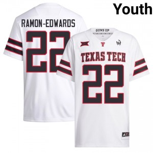 Red Raiders #22 Marcus Ramon-Edwards White Youth Football Jersey | Authentic Stitch University Fit 43203651