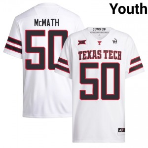 White Patrick McMath #50 Red Raiders Jersey | Youth University Football Stitch 58879300
