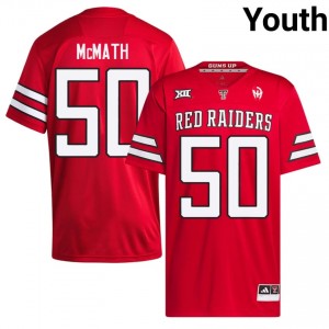 Authentic Patrick McMath Red Youth High School Stitched Jersey | #50 TTU Football Gift 64358676