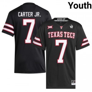 Texas Tech Red Raiders #7 Terrance Carter Jr. Black Youth Football Jersey | Authentic Embroidery College Fit 88986304