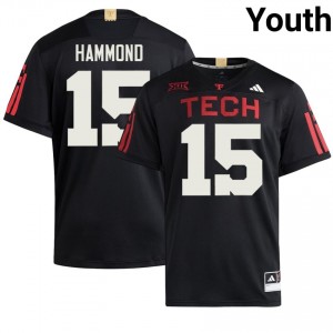 Will Hammond #15 Black 100 Year Anniversary Jersey | Texas Tech Red Raiders Youth College Football Premium Stitched 66971129
