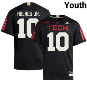 Authentic A.J. Holmes Jr. Black Youth University 100 Year Anniversary Embroidery Jersey | #10 Red Raiders Football Gift 57959449