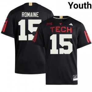 Black Austin Romaine #15 Texas Tech Red Raiders 100 Year Anniversary Jersey | Youth College Football Embroidery 56060908