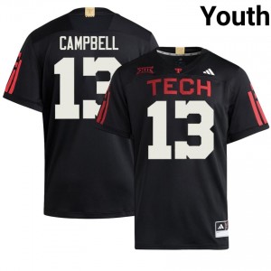 Youth Chase Campbell #13 Black Embroidery 100 Year Anniversary Jersey | TTU High School Football Official Merch 76564116