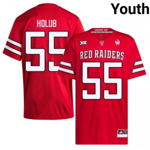 E.J. Holub #55 Red Jersey | Texas Tech Red Raiders Youth College Football Premium Embroidery 67353894
