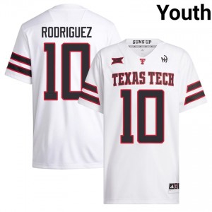 White Jacob Rodriguez #10 Red Raiders Jersey | Youth University Football Stitched 39255755