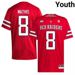 Youth Jamond Mathis #8 Red Embroidery Jersey | Texas Tech Red Raiders College Football Official Merch 10701877