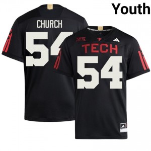 Jordan Church #54 Black 100 Year Anniversary Jersey | Texas Tech Red Raiders Youth College Football Premium Embroidery 15918164