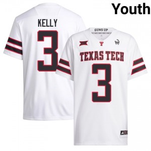 White Josh Kelly #3 Football Jersey | Texas Tech Youth NCAA Team Gear 52556233