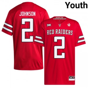 Kenny Johnson #2 Red Jersey | Red Raiders Youth University Football Premium Embroidery 84572745