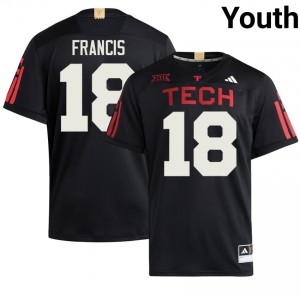 #18 Kirk Francis Tech Youth Black Football Embroidery 100 Year Anniversary Jersey | Game Day Style 74095202