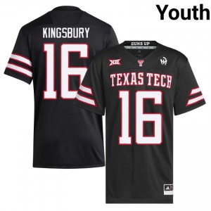 Black Kliff Kingsbury #16 Football Jersey | Red Raiders Youth University Team Gear 34125191