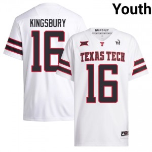 White Kliff Kingsbury #16 TTU Jersey | Youth High School Football Stitched 50182346