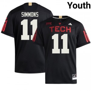 Malcolm Simmons #11 Black 100 Year Anniversary Jersey | Texas Tech Youth NCAA Football Premium Embroidery 77408626
