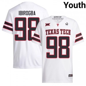 Red Raiders #98 Mateen Ibirogba White Youth Football Jersey | Authentic Stitched University Fit 69345472