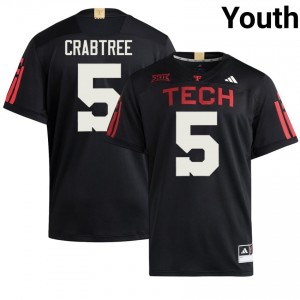 Authentic Michael Crabtree Black Youth NCAA 100 Year Anniversary Embroidery Jersey | #5 Texas Tech Football Gift 55366169