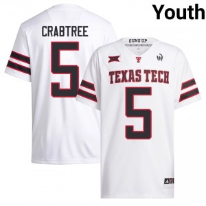 Michael Crabtree #5 White Jersey | Red Raiders Youth University Football Premium Stitched 14540198