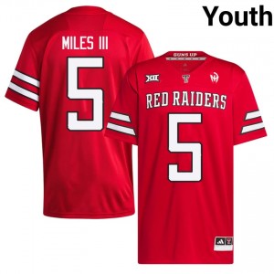 Red Oliver Miles III #5 Football Jersey | Red Raiders Youth University Team Gear 67987446