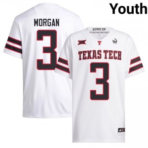 White Peyton Morgan #3 Football Jersey | Red Raiders Youth University Team Gear 67895035