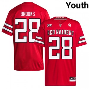 Red Raiders #28 Tahj Brooks Red Youth Football Jersey | Authentic Embroidery University Fit 71442399