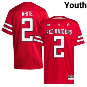 Youth Trey White #2 Red Embroidery Jersey | Texas Tech NCAA Football Official Merch 86253145