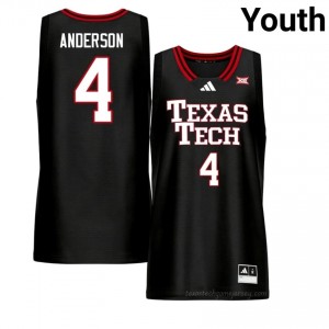 Texas Tech Red Raiders #4 Christian Anderson Black Youth Basketball Jersey Authentic NCAA College Fit 93204955