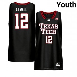 #12 Donovan Atwell Red Raiders Youth Black Hoops Stitch Jersey | Game Day Style 37896127