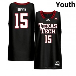 JT Toppin #15 Black Jersey | Red Raiders Youth University Basketball Premium Stitch 70533805