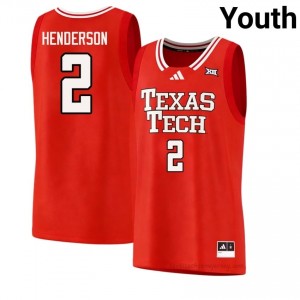 Texas Tech #2 Jazz Henderson Red Youth Basketball Jersey Authentic NCAA Fit 82067193